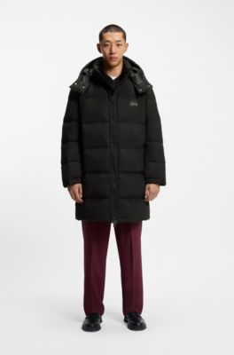 Cappotto idrorepellente con imbottitura di piume, Nero