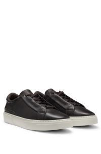 Gary grained-leather trainers with hidden laces, Dark Brown