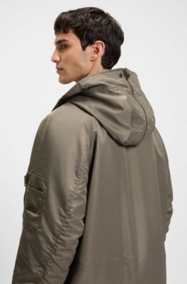 Water-repellent parka jacket with faux-fur hood, Grey
