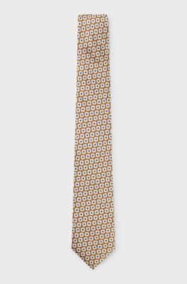 Printed silk tie and pocket square gift set, Brown