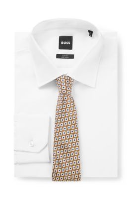 Printed silk tie and pocket square gift set, Brown