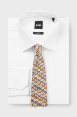 Printed silk tie and pocket square gift set, Brown