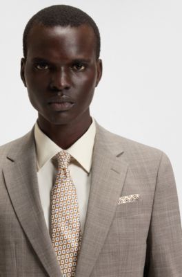 Printed silk tie and pocket square gift set, Brown