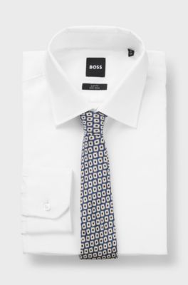 Printed silk tie and pocket square gift set, Dark Blue