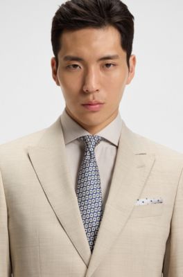 Printed silk tie and pocket square gift set, Dark Blue