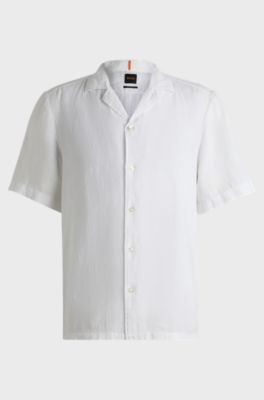 Regular-fit shirt in linen, White