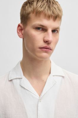 Regular-Fit Hemd aus Leinen, Wei&szlig;