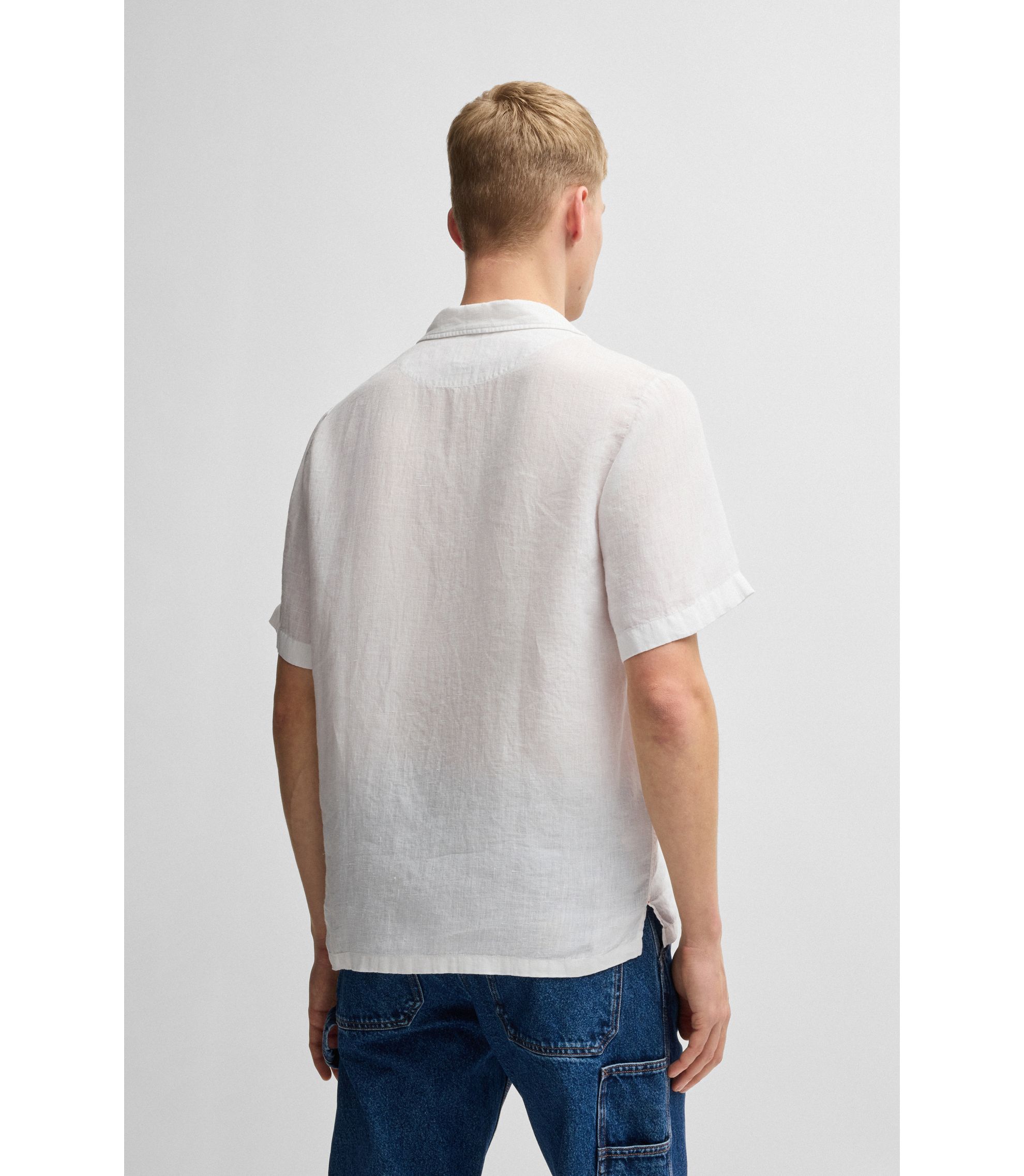 BOSS Regular-fit shirt in linen White