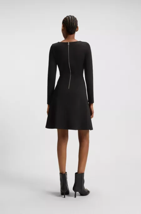 A-line dress in stretch jersey with square neckline