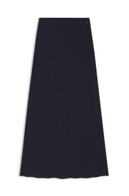 Maxi skirt in crinkle satin, Dark Blue