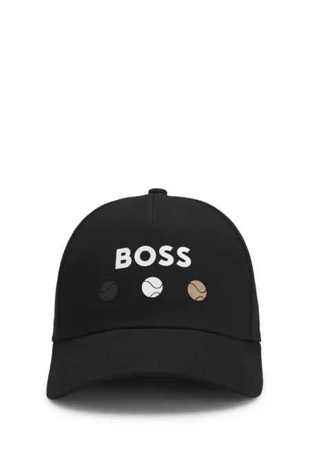 Cotton-twill cap with tennis artwork