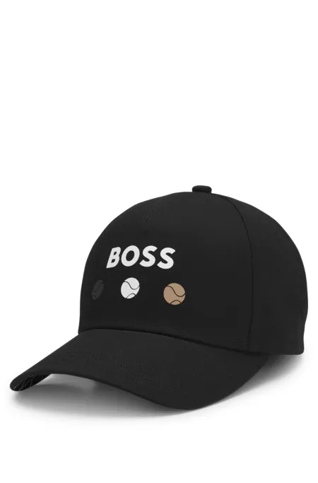 Cotton-twill cap with tennis artwork