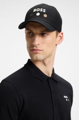 Cotton-twill cap with tennis artwork, Black