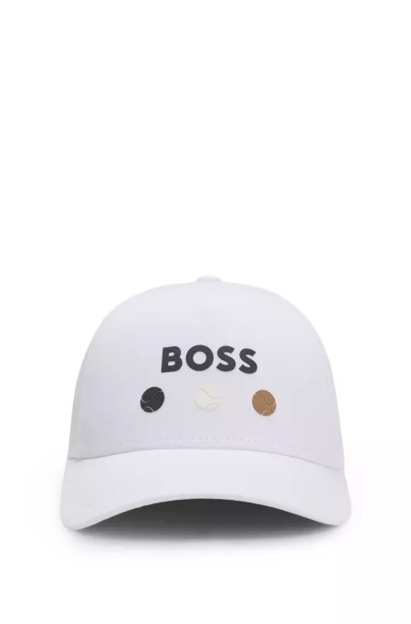 Cotton-twill cap with tennis artwork