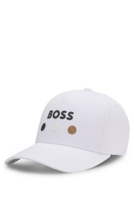 Cotton-twill cap with tennis artwork, White