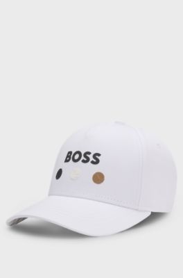 Cotton-twill cap with tennis artwork, White