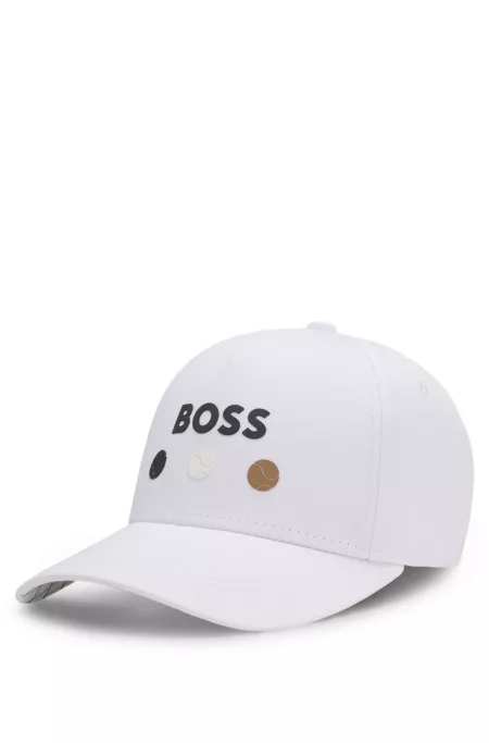 Cotton-twill cap with tennis artwork