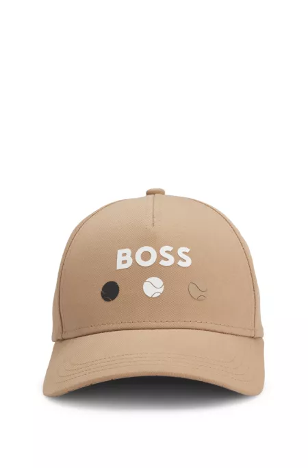 Cotton-twill cap with tennis artwork
