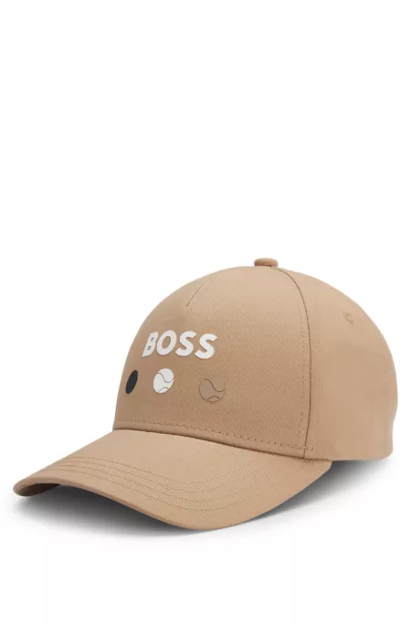 Cotton-twill cap with tennis artwork