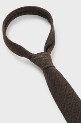 Formal tie with herringbone weave, Brown