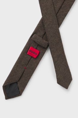 Formal tie with herringbone weave, Brown