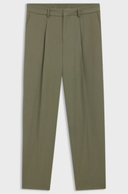Relaxed-fit trousers in machine-washable stretch fabric, Olive