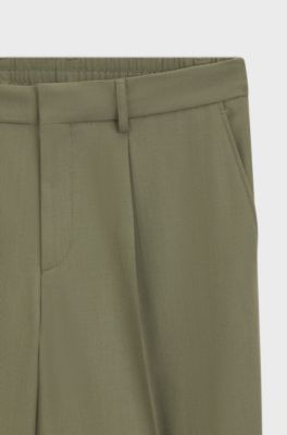 Relaxed-fit trousers in machine-washable stretch fabric, Olive