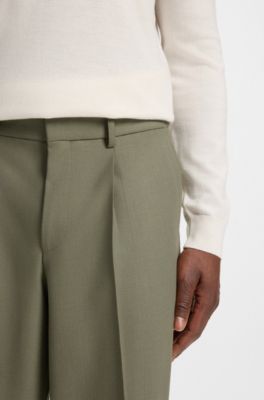 Relaxed-fit trousers in machine-washable stretch fabric, Olive