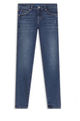 Skinny-fit jeans in quartz-blue stretch denim, Blue
