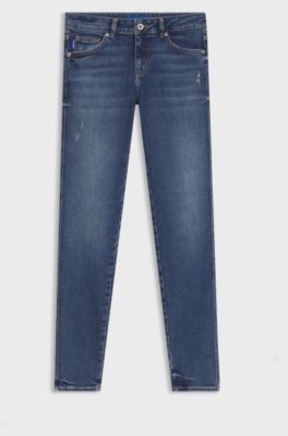 Skinny-fit jeans in quartz-blue stretch denim, Blue