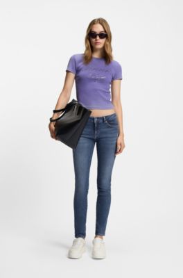 Skinny-fit jeans in quartz-blue stretch denim, Blue