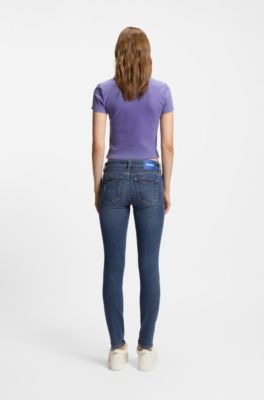 Skinny-fit jeans in quartz-blue stretch denim, Blue