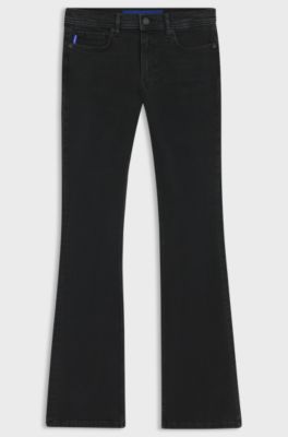 Flared jeans in black comfort-stretch denim, Black