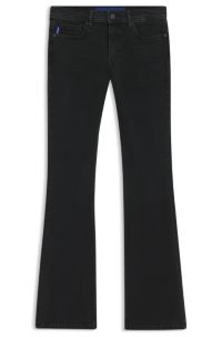 Flared jeans in black comfort-stretch denim, Black