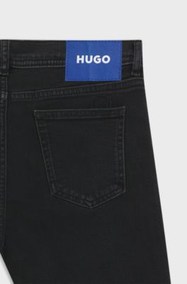 Flared jeans in black comfort-stretch denim, Black