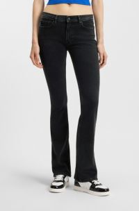 Flared jeans in black comfort-stretch denim, Black