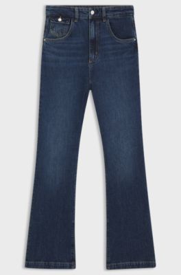 Wide-leg jeans in blue comfort-stretch denim, Dark Blue