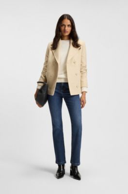 Wide-leg jeans in blue comfort-stretch denim, Dark Blue