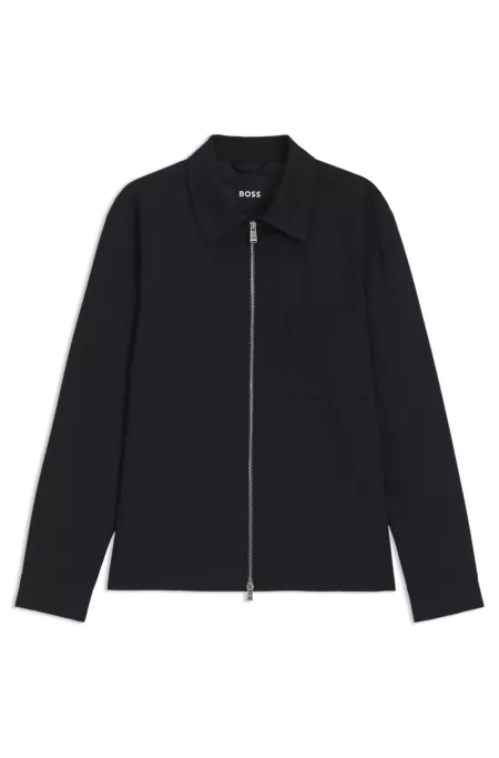 Relaxed-fit overshirt in melange virgin wool