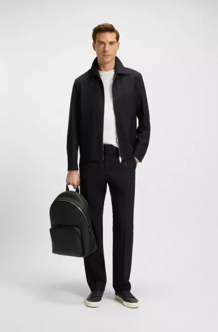 Relaxed-fit overshirt in melange virgin wool