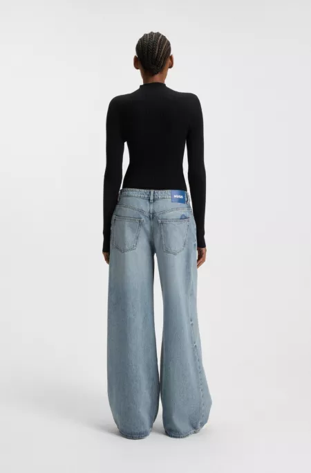 Baggy-fit jeans with drawcord and Happy HUGO logo