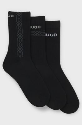 Three-pack of short socks with logo details, Black