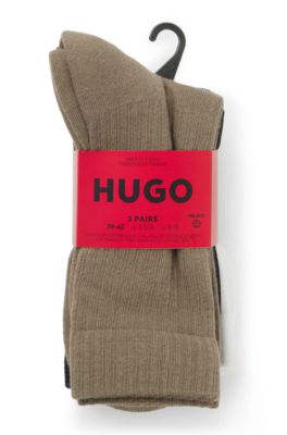 Kurze Socken mit Stickerei im Dreier-Pack, Schwarz  /  Wei&szlig;  /  Beige