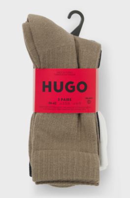 Three-pack of short socks with embroidered detailing, Black  /  White  /  Beige