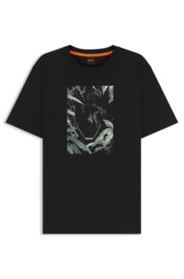 Cotton-jersey T-shirt with animal graphic, Black