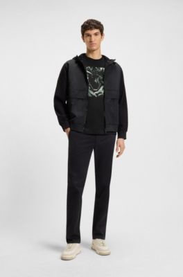 Cotton-jersey T-shirt with animal graphic, Black