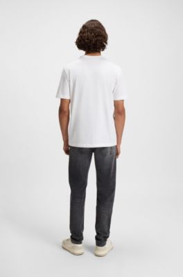 Cotton-jersey T-shirt with animal graphic, White