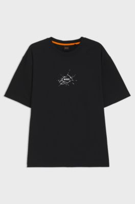 Relaxed-fit T-shirt in cotton with logo artwork, Black