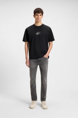 Relaxed-fit T-shirt in cotton with logo artwork, Black