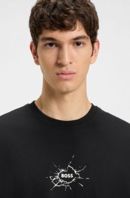 Relaxed-fit T-shirt in cotton with logo artwork, Black